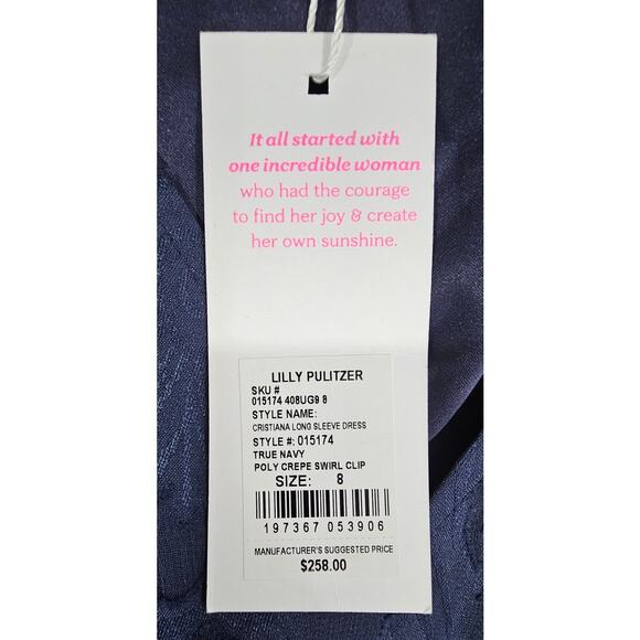 Lilly Pulitzer Dress Christiana Long Sleeve Ruffle Poly Crepe Swirl Sz 8 NEW NWT - Picture 11 of 12